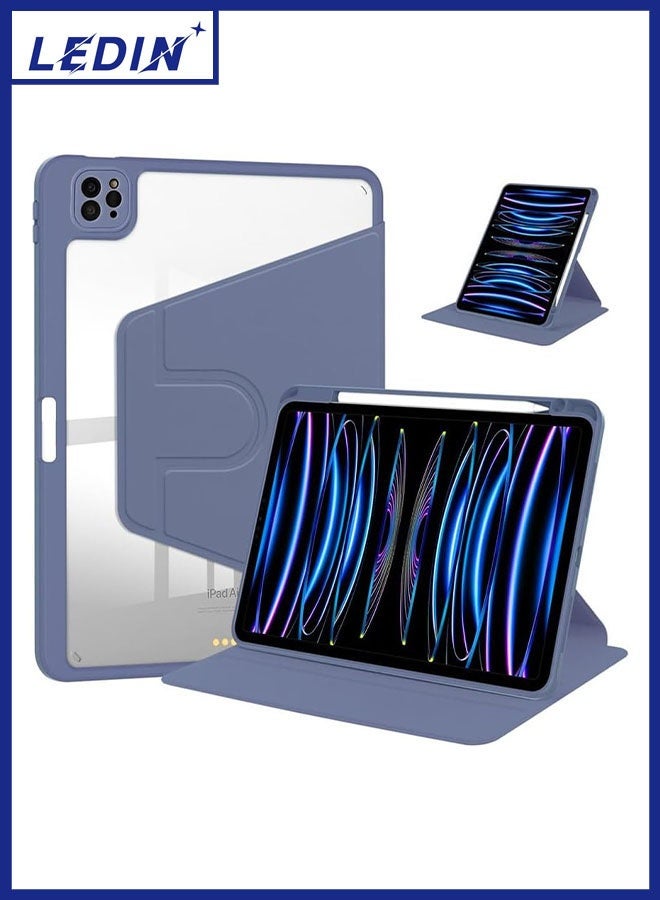 LEDIN Rotating Case for iPad Pro 12.9-Inch (2022), with Pencil Holder,360 Degree Rotation Protective Stand Slim Cover Clear Back, Auto Wake/Sleep (iPad Pro 12.9) - Image 1