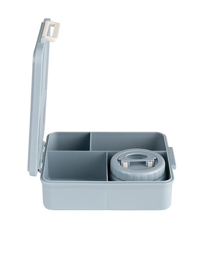 Citron - Grand Lunchbox With 4 Compartments For Kids - Includes 1 Thermos Food Jar And 1 Sauce Container, Leak Proof And Bpa Free Lunch Box For Kids - Spaceship Dusty Blue - Image 1