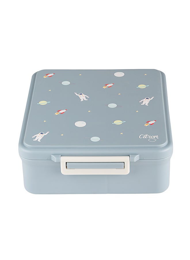 Citron - Grand Lunchbox With 4 Compartments For Kids - Includes 1 Thermos Food Jar And 1 Sauce Container, Leak Proof And Bpa Free Lunch Box For Kids - Spaceship Dusty Blue - Image 1