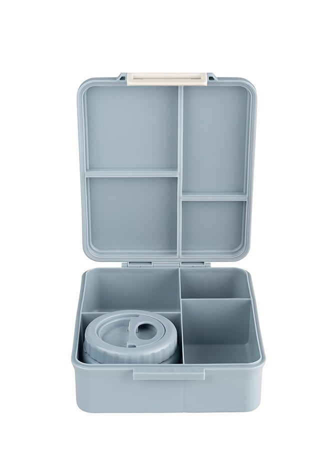 Citron - Grand Lunchbox With 4 Compartments For Kids - Includes 1 Thermos Food Jar And 1 Sauce Container, Leak Proof And Bpa Free Lunch Box For Kids - Spaceship Dusty Blue - Image 1