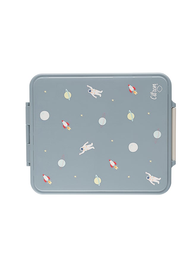 Citron - Grand Lunchbox With 4 Compartments For Kids - Includes 1 Thermos Food Jar And 1 Sauce Container, Leak Proof And Bpa Free Lunch Box For Kids - Spaceship Dusty Blue - Image 1