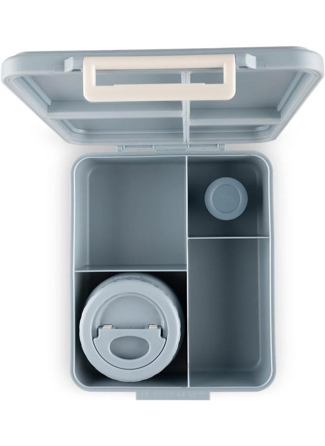 Citron - Grand Lunchbox With 4 Compartments For Kids - Includes 1 Thermos Food Jar And 1 Sauce Container, Leak Proof And Bpa Free Lunch Box For Kids - Spaceship Dusty Blue - Image 1