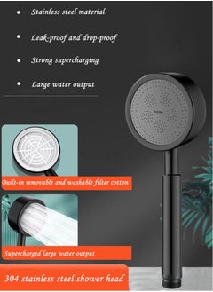 XiuWoo High Pressure Shower Head Stainless Steel Black  - Image 2