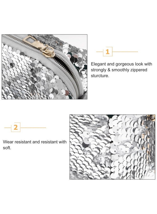 OULII Sequin Wallet Glitter Clutch Sequin Purse For Girls Silver Purse Sparkly Wallet Fashion Glitter Bag Handbag Party Evening Bag Shoulder Bag For Women  - Image 5