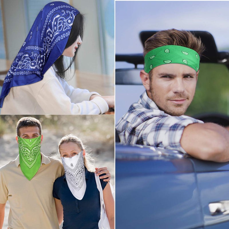 CECIAOAIME N-A 16 Pcs Bandanas Multi-Purpose Bandanas Paisley Cowboy Polyester Headbands 22x22 inch - Image 5