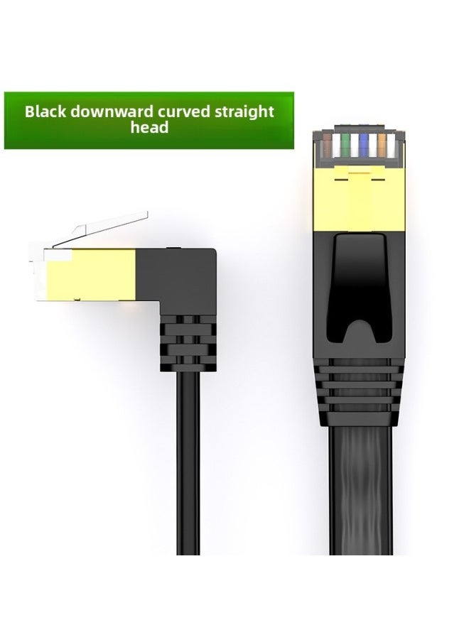 Generic Class 7 Flat Network Cable Elbow 90 Degrees Class 7 Shielded Pure Copper 10 Trillion High-speed Home Computer Broadband-Color:Flat Wire-Black (Bent To Straight)-Line Length:3m  - Image 1