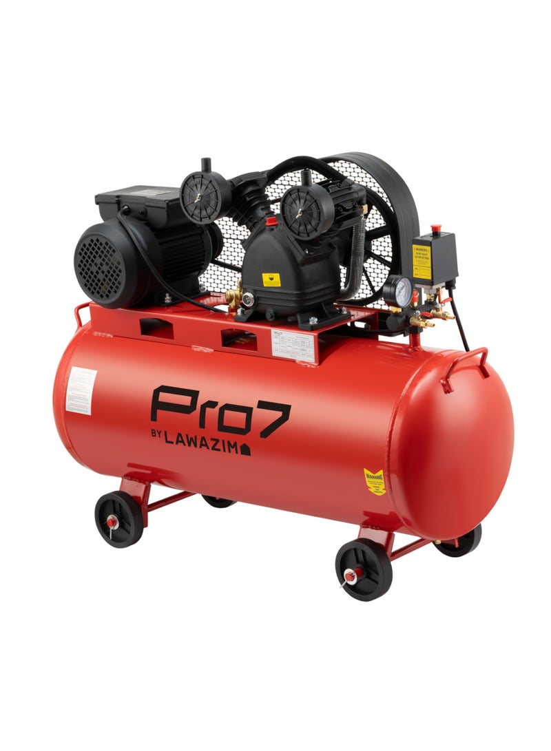 LAWAZIM Pro7 Air Compressor - 100L / 26 Gallon - Oil-Lubricated Piston Air Compressor 220V/60Hz, 2HP, 115 PSI, 85dB Noise Level - Pneumatic Tank with Wheels for Spray Painting & Pneumatic Tools - Image 1