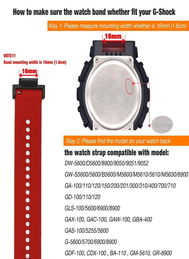 Abanen Silicone Watch Bands Compatible with Casio G-SHOCK DW-5600/8900, Sport Bicolor Silicone Strap with Lightweight Plastic Connector Waterproof Wristband for GA-100/GW-B5600/GB-5600 /GW-6900 - Image 3