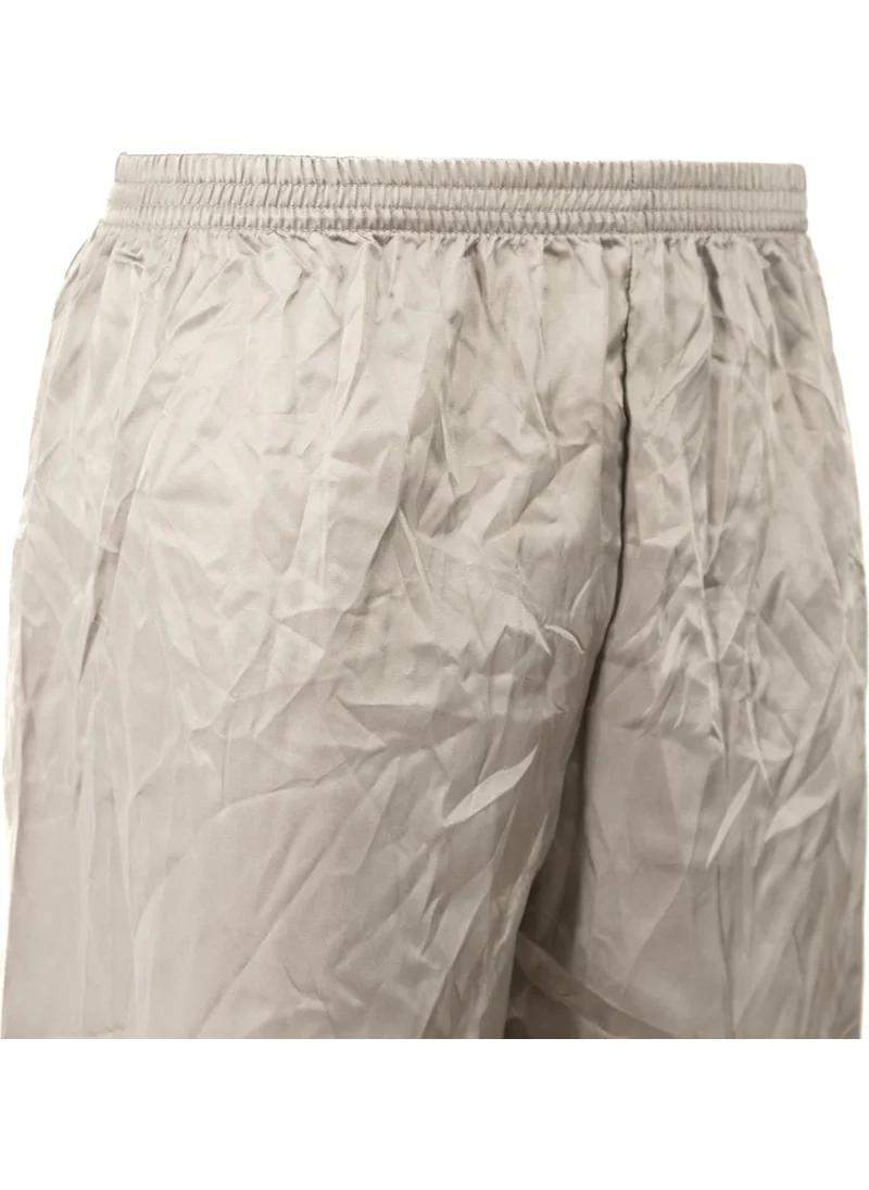 Oppland Men's Satin Fabric Shorts Solid Color Elastic Waist No Pocket Lightweight Fabric