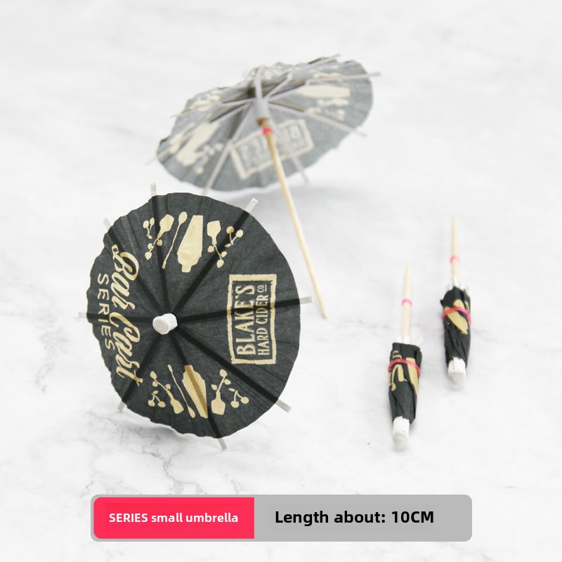Colorful Cocktail Umbrella Picks SERIES black umbrella 10cm 