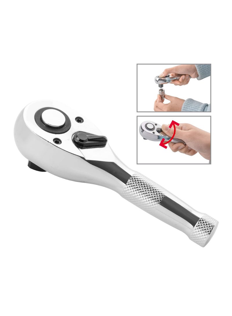 SYOSI 1/4, 3/8, 1/2 Inch Drive Stubby Ratchet Set 3 Pc Mini Ratchet Quick-Release Head 72-Tooth - Image 4