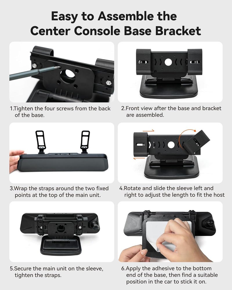 WOLFBOX Center Console Base Bracket for G850/G840S/G930/G840H/G900/G890/G900PRO/G850PRO/G900 Tripro Mirror Dash Cam - Image 5