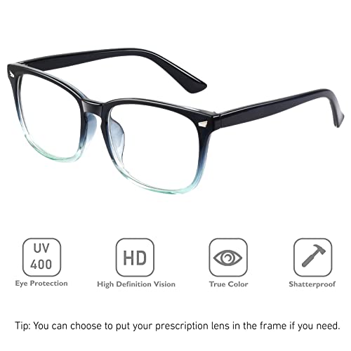 GQUEEN Fashion Glasses Non Prescription Fake Glasses for Women Men Clear Lens Square Gradient Blue, 201582 - Image 2