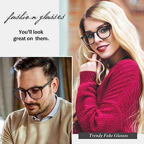 GQUEEN Fashion Glasses Non Prescription Fake Glasses for Women Men Clear Lens Square Gradient Blue, 201582 - Image 3