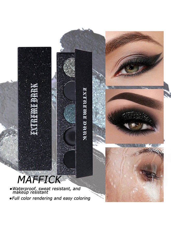 مافيك لوحة ظلال العيون Extreme Dark-5 Color ، ظلال عيون غير لامعة وميضانية لمكياج عيون عالي الدقة ، مقاومة للماء ، مقاومة للعرق ، تدوم طويلا - Image 1