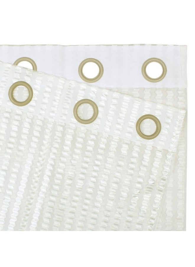 Story@Home Story@Home Curtains 7 Feet Long Sheer Set of 2| Transparent Curtains Zig Zac Design | Polyester Curtains | Net Curtain | Curtains for Living Room (118 x 215 cm, White) | Perfect for Home Décor  - Image 3