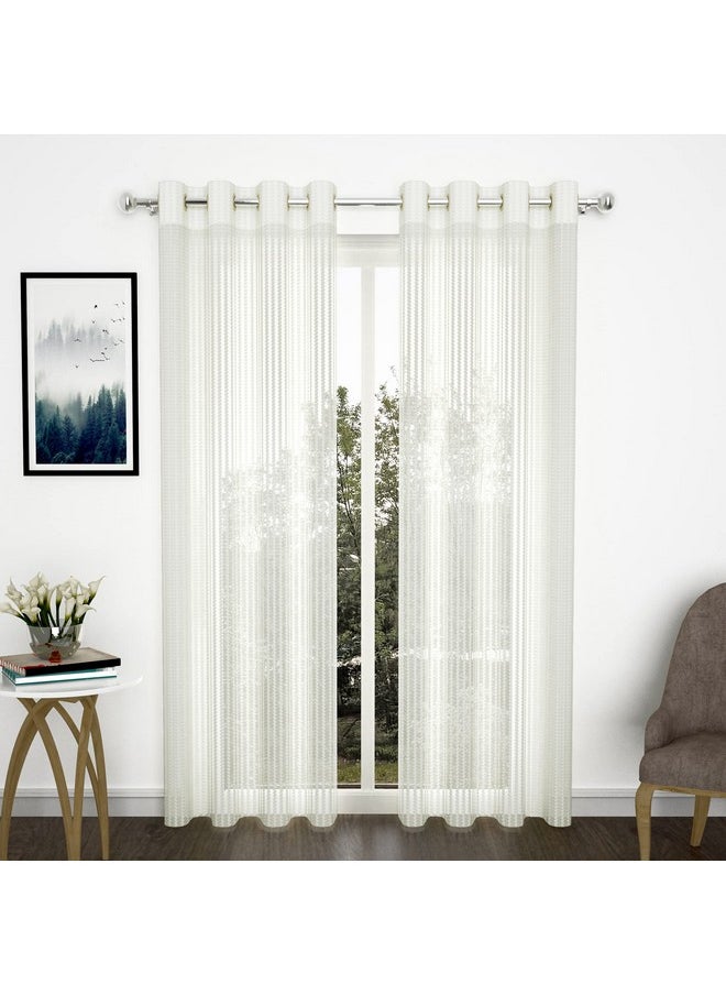 Story@Home Story@Home Curtains 7 Feet Long Sheer Set of 2| Transparent Curtains Zig Zac Design | Polyester Curtains | Net Curtain | Curtains for Living Room (118 x 215 cm, White) | Perfect for Home Décor  - Image 1