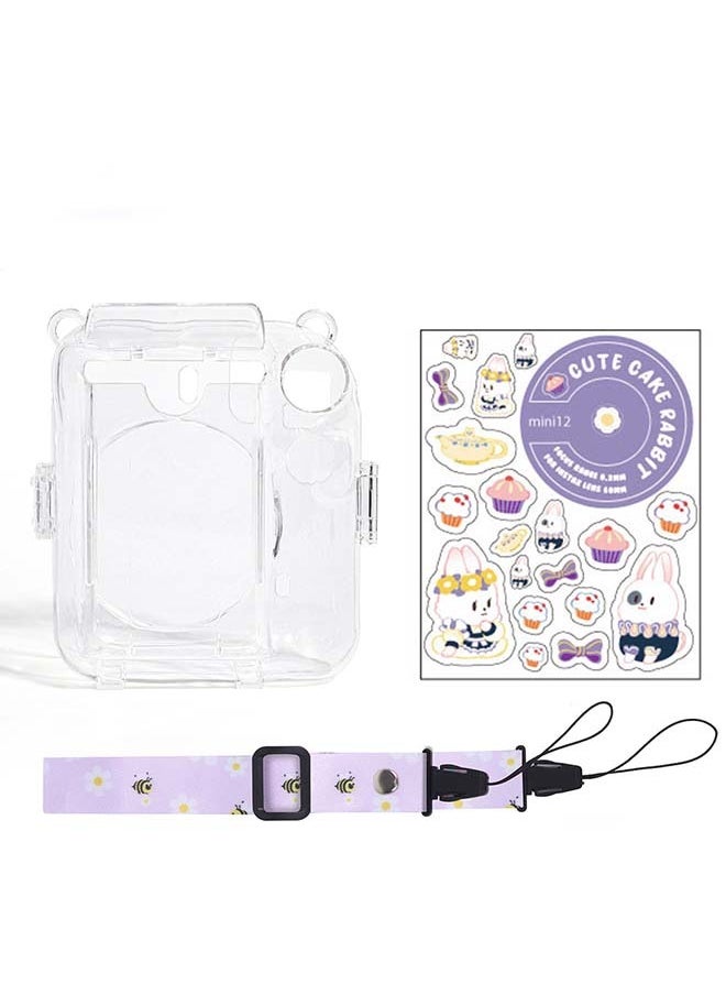 ماركة غير محددة حافظة صلبة واقية شفافة لكاميرا Fujifilm Instax Mini 12 الفورية مع حزام قابل للتعديل شفاف  - Image 3