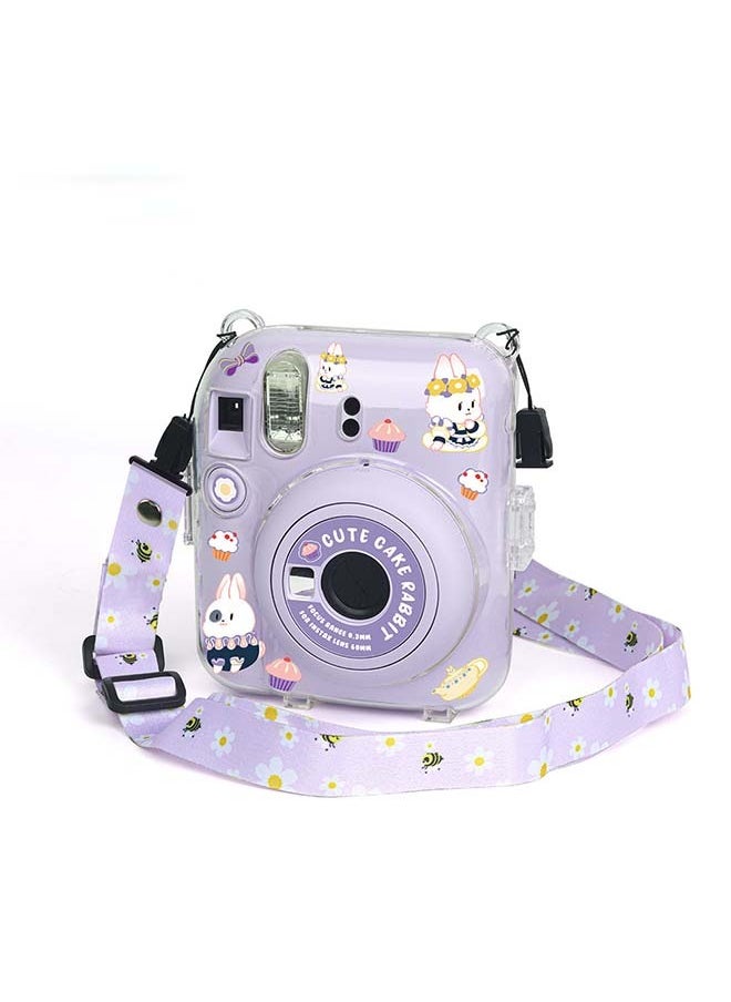 ماركة غير محددة حافظة صلبة واقية شفافة لكاميرا Fujifilm Instax Mini 12 الفورية مع حزام قابل للتعديل شفاف  - Image 2