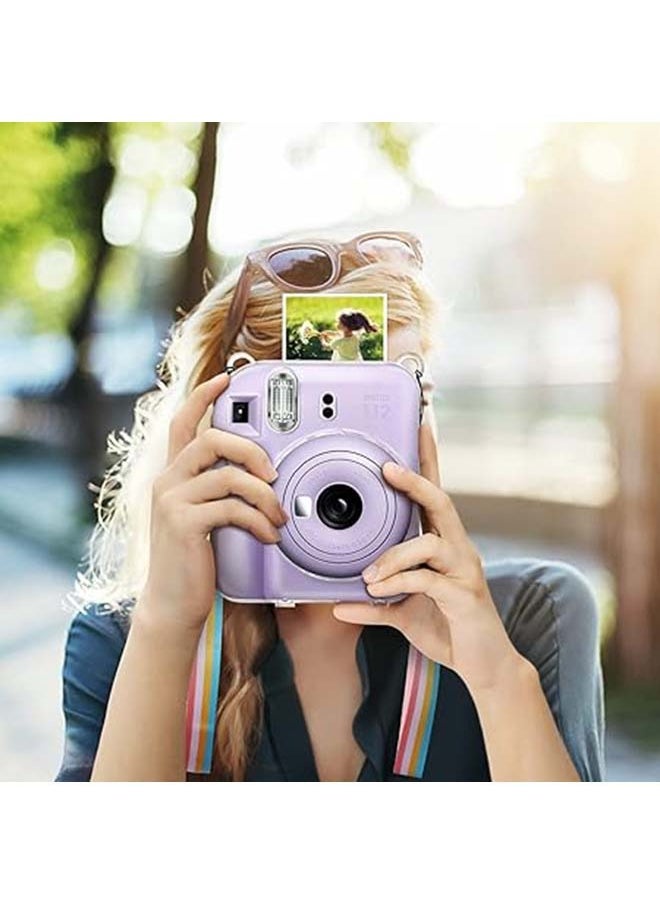 ماركة غير محددة - حافظة صلبة واقية شفافة لكاميرا Fujifilm Instax Mini 12 الفورية مع حزام قابل للتعديل شفاف - Image 1