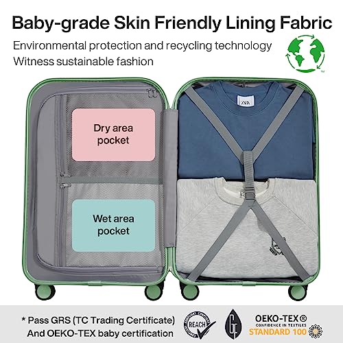 mixi Luggage Suitcase with Spinner Wheels, Hardside Rolling Suitcase PC with Cover & TSA Lock Lightweight Travel Case 24in Checked in, Avocado Green - Image 5