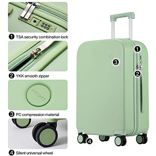 mixi Luggage Suitcase with Spinner Wheels, Hardside Rolling Suitcase PC with Cover & TSA Lock Lightweight Travel Case 24in Checked in, Avocado Green - Image 4