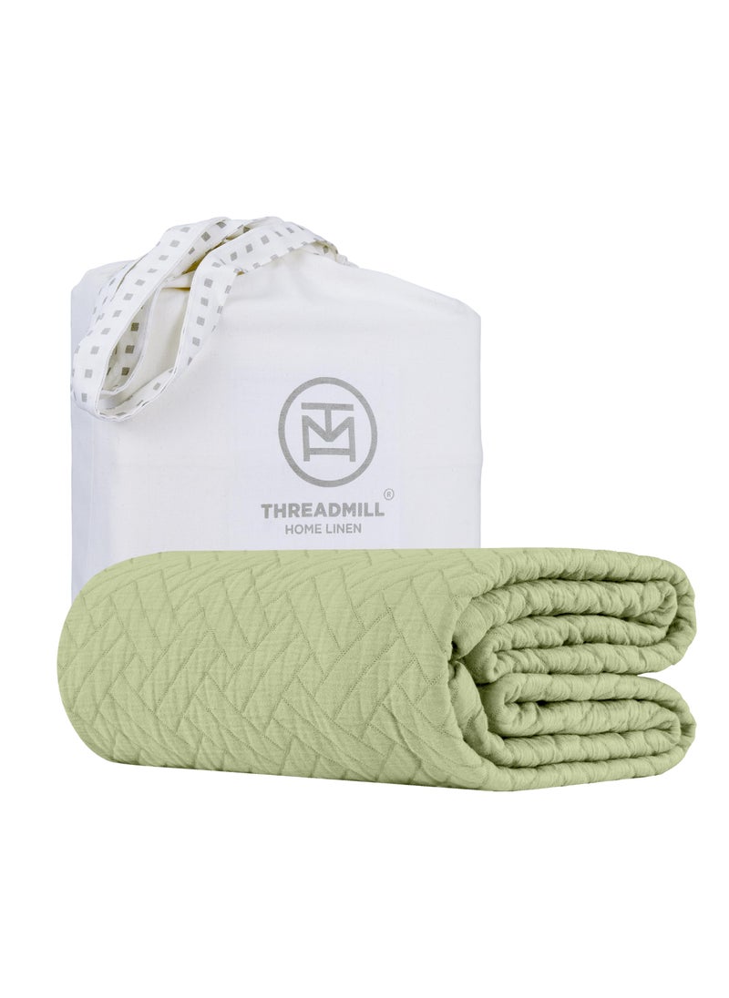Threadmill Threadmill Luxury Cotton Blankets for King Size Bed  AllSeason Cozy 100 Cotton King Blanket  Criss Cross Soft  Lightweight Coverlet fits California King Size Bed 104x92  Sage Green 