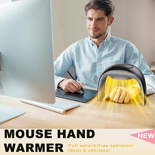 Nauttxon Desk Mouse Pad Hand Warmer Super Quiet, 110v 100w Heated Mouse Pad Hand Warmer, Personal Desk Heater Energy Efficient Ceramic Office with Thermostat Low Wattage - Black - Image 2