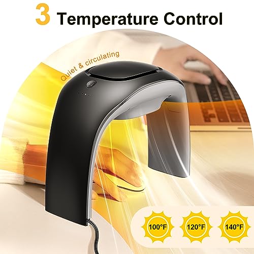 Nauttxon Desk Mouse Pad Hand Warmer Super Quiet, 110v 100w Heated Mouse Pad Hand Warmer, Personal Desk Heater Energy Efficient Ceramic Office with Thermostat Low Wattage - Black - Image 3