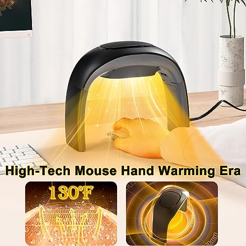 Nauttxon Desk Mouse Pad Hand Warmer Super Quiet, 110v 100w Heated Mouse Pad Hand Warmer, Personal Desk Heater Energy Efficient Ceramic Office with Thermostat Low Wattage - Black - Image 4