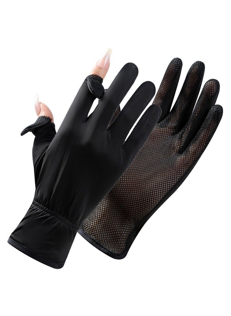 Women's Gloves Driving Gloves Non-slip Sun Protection UV Protection Gloves,Black - Image 1