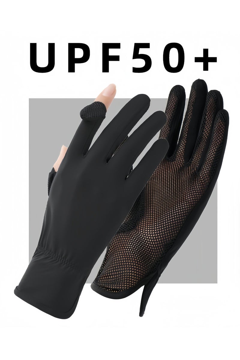 Women's Gloves Driving Gloves Non-slip Sun Protection UV Protection Gloves,Black - Image 3