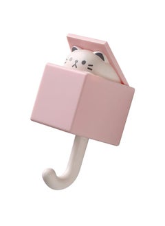 Thoraya Cute Animal Hook Adhesive Wall Mount Cartoon Hook 3.3lb Bearing Capacity Coat Hook Multipurpose Key Hook for Entryway Hallway Roseate Cat  - Image 2