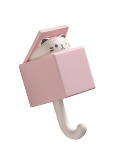 Thoraya Cute Animal Hook Adhesive Wall Mount Cartoon Hook 3.3lb Bearing Capacity Coat Hook Multipurpose Key Hook for Entryway Hallway Roseate Cat  - Image 3