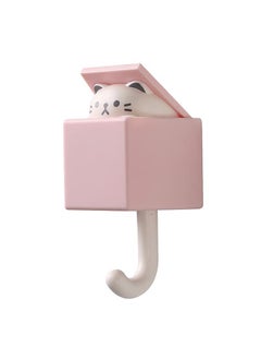 Thoraya Cute Animal Hook Adhesive Wall Mount Cartoon Hook 3.3lb Bearing Capacity Coat Hook Multipurpose Key Hook for Entryway Hallway Roseate Cat  - Image 1