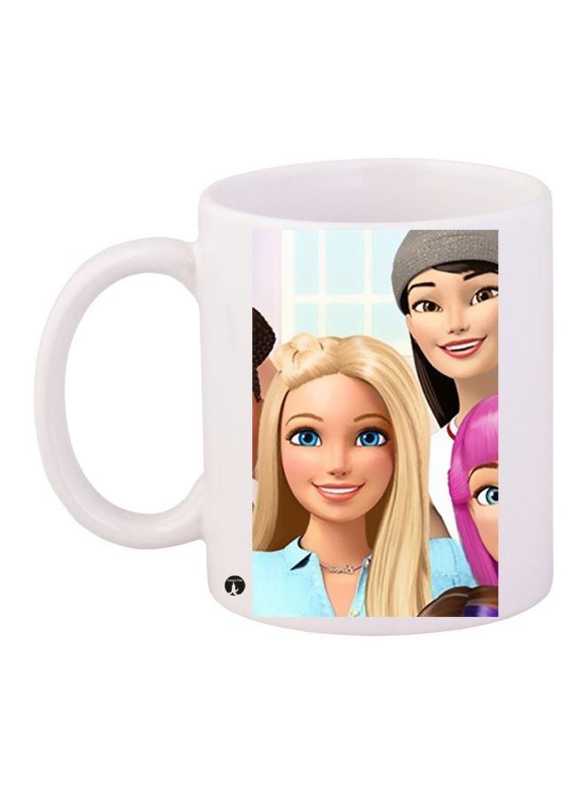 RYN Barbie Printed Coffee Mug White/Beige/Pink 11ounce