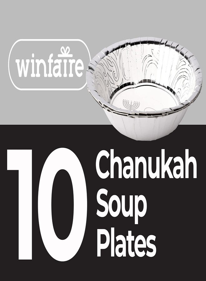 Izzy 'n' Dizzy Hanukkah Bowls Paper Goods, Silver Foil Chanukah Themed Party Supplies (Pack of 10) - Image 3