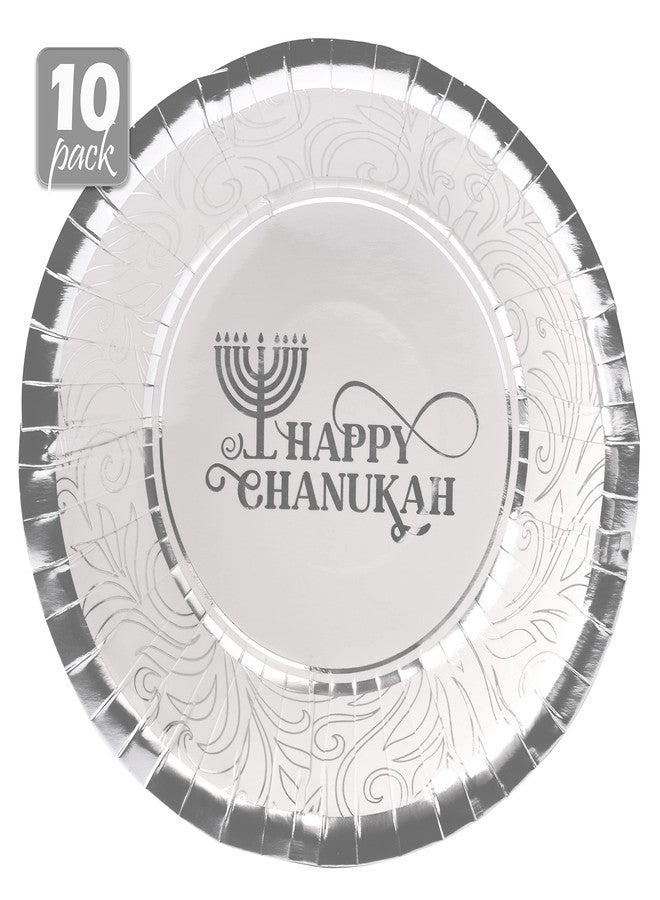 Izzy 'n' Dizzy Hanukkah Bowls Paper Goods, Silver Foil Chanukah Themed Party Supplies (Pack of 10) - Image 4