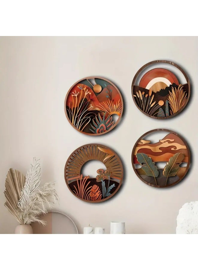 SKT Shiketro 4 Hollowed-out country farmhouse wall art decoration, Bohemian wall hanging sculpture, living room, bedroom, country courtyard, housewarming gift - Image 1