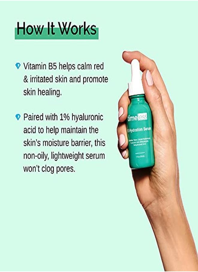 Timeless Skin Care مصل ترطيب فيتامين ب5 1 أونصة يهدئ البثور ويعالج العيوب ويقلل الاحمرار ويقلل من الندبات خفيف الوزن وخالي من الزيوت لجميع أنواع البشرة، وخاصة الدهنية والحساسة  - Image 5