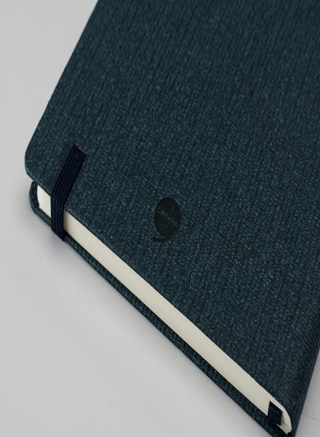 COMMA Abaca – A5 Size – Hard Bound Notebook with Pen & Elastic Band Closure – 192 Pages – 80gsm Natural Shade Paper – Textured Cover Material – (Navy Blue) - Image 3