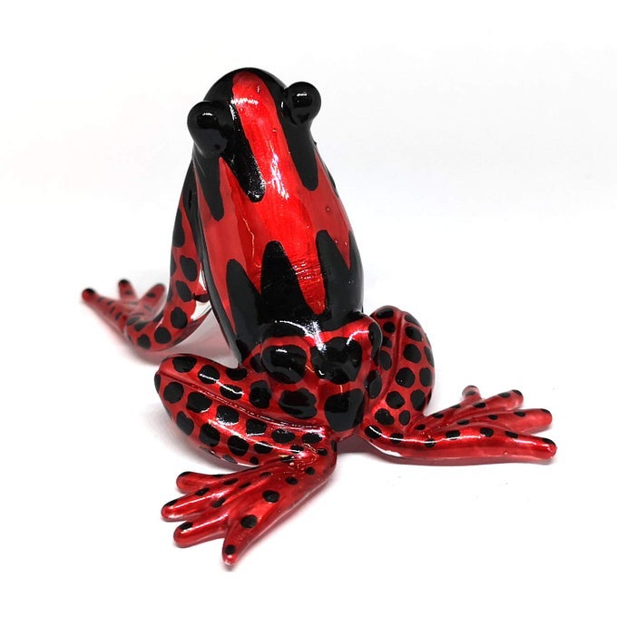 GLASS FROG FIGURINE RED POISON DART ANIMALS HAND BLOWN PAINTED COLLECTIBLE GARDENING GIFT DECORATION FOR HOME STATUE 20 X 275 X 169 INCHES