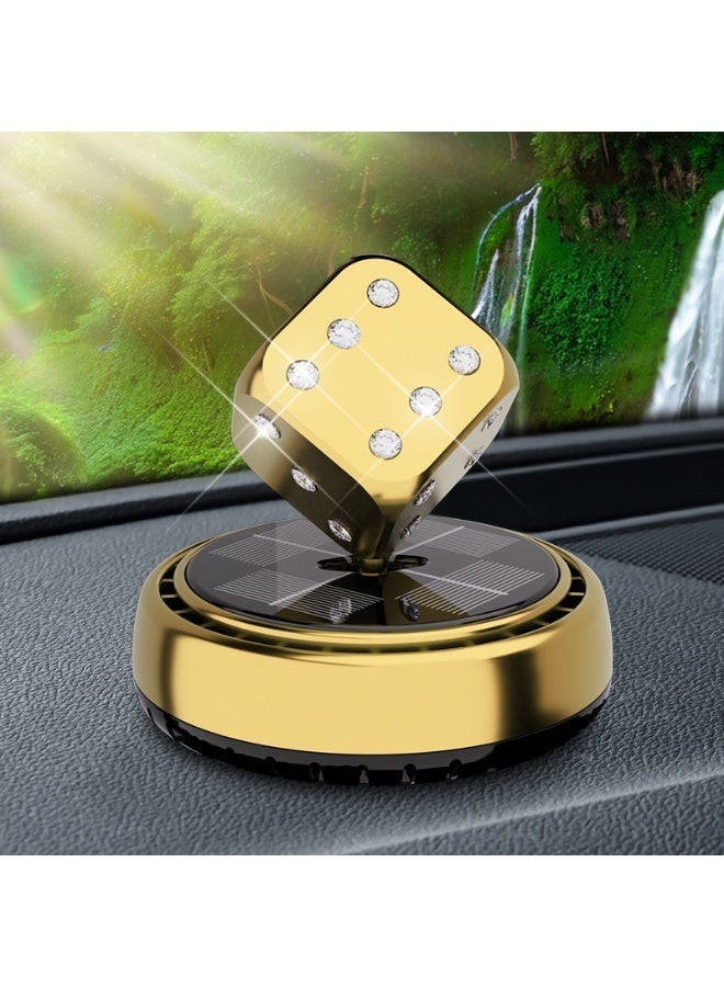 SolidX Solar Powered Rotating Golden Dice Car Air Freshener | Car Dashboard Interior Decoration with Perfume Liquid & Organic Fragrance I - Image 2