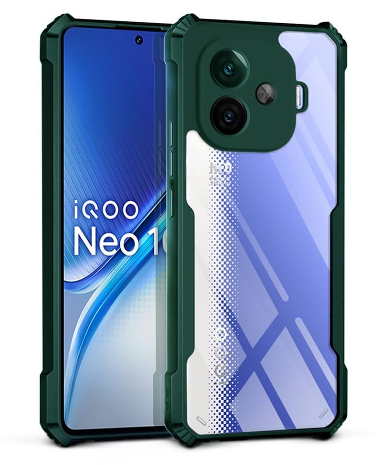 WOW IMAGINE Shock Proof Clear Protective Back Case for IQOO Neo 10R - AirEDGE Technology | 360 Degree Camera Protection | Transparent Hybrid Back Case Mobile Cover - Green - Image 1