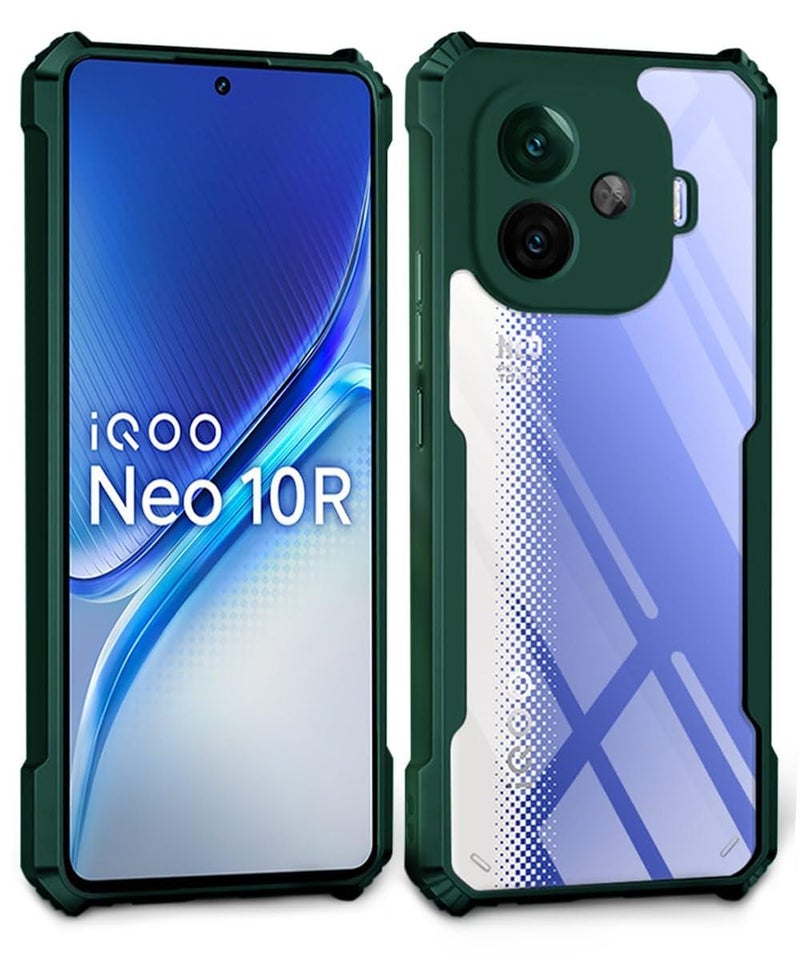 WOW IMAGINE Shock Proof Clear Protective Back Case for IQOO Neo 10R - AirEDGE Technology | 360 Degree Camera Protection | Transparent Hybrid Back Case Mobile Cover - Green - Image 2