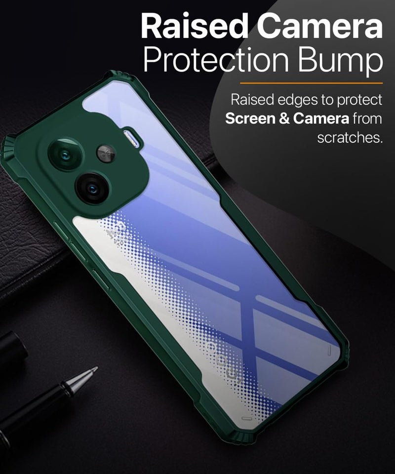 WOW IMAGINE Shock Proof Clear Protective Back Case for IQOO Neo 10R - AirEDGE Technology | 360 Degree Camera Protection | Transparent Hybrid Back Case Mobile Cover - Green - Image 5