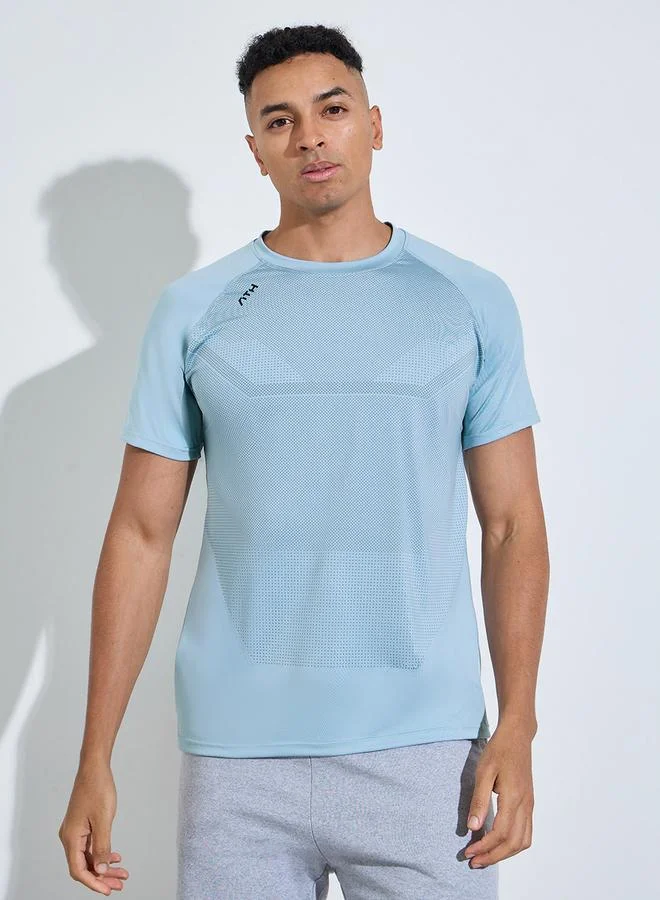 Styli Active  Blue Printed Short Sleeves Activewear T-Shirt for Men | Best Price UAE