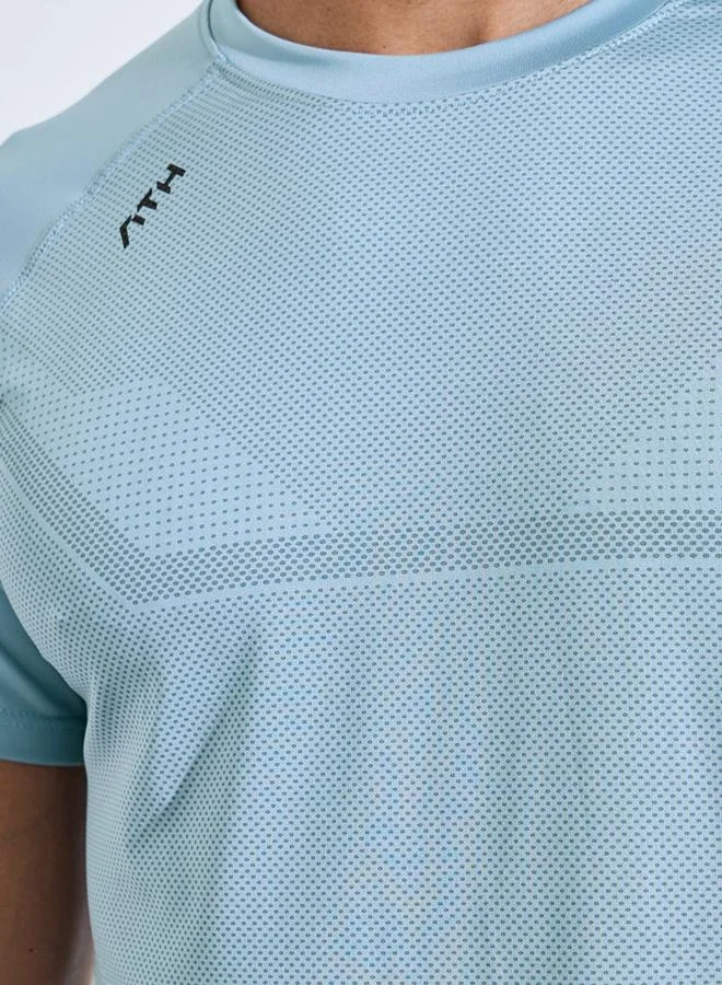 Styli Active  Blue Printed Short Sleeves Activewear T-Shirt for Men | Best Price UAE