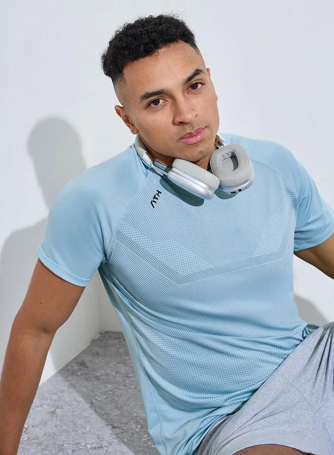 ستايلي اكتيف Blue Printed Short Sleeves Activewear T-Shirt
