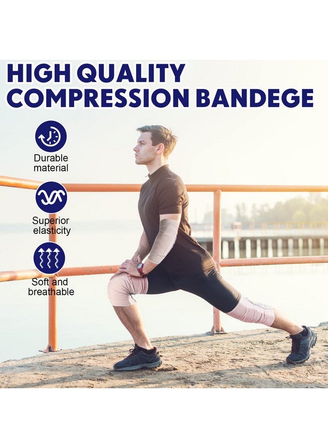 LEIFIDE 36 Pack Compression Bandage Wrap With Self Closure On Both Ends Elastic Bandage For Legs, Knees, Ankles, Wrists, Elbows, Shoulders, Athletic Stretchable Bandage Wrap (Blue Trim, 4 Inch)  - Image 4